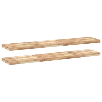 Kelluvat hyllyt 2 kpl 120x30x4 cm käsittelemätön täysi akasia