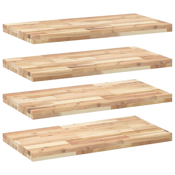 Kelluvat hyllyt 4 kpl 80x40x4 cm käsittelemätön massiivipuu akaasia
