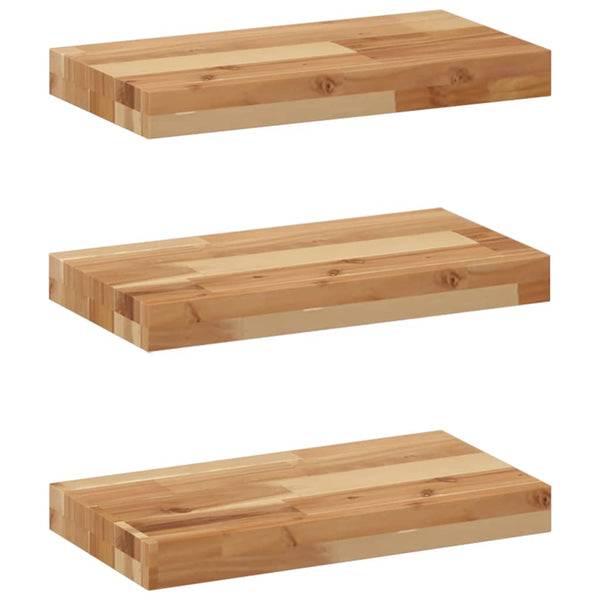 Kelluvat hyllyt 3 kpl 60x20x4 cm öljytty massiivipuu akaasia