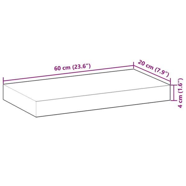 Kelluvat hyllyt 3 kpl 60x20x4 cm öljytty massiivipuu akaasia