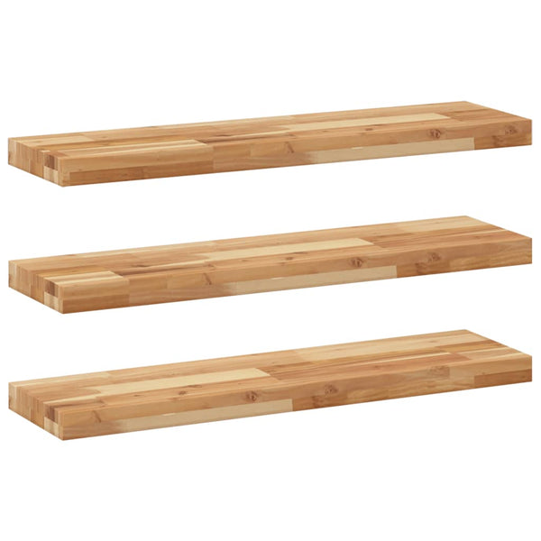 Kelluvat hyllyt 3 kpl 80x20x4 cm öljytty massiivipuu akaasia