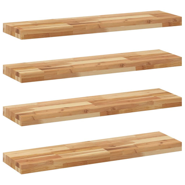 Kelluvat hyllyt 4 kpl 80x20x4 cm öljytty massiivipuu akaasia