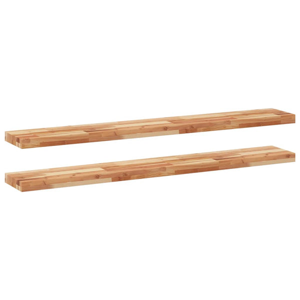 Kelluvat hyllyt 2 kpl 120x20x4 cm öljytty massiivipuu akaasia