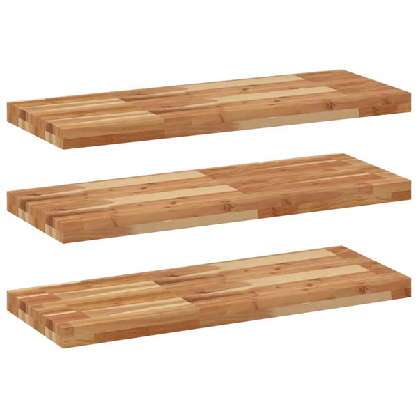 Kelluvat hyllyt 3 kpl 80x30x4 cm öljytty massiivipuu akaasia