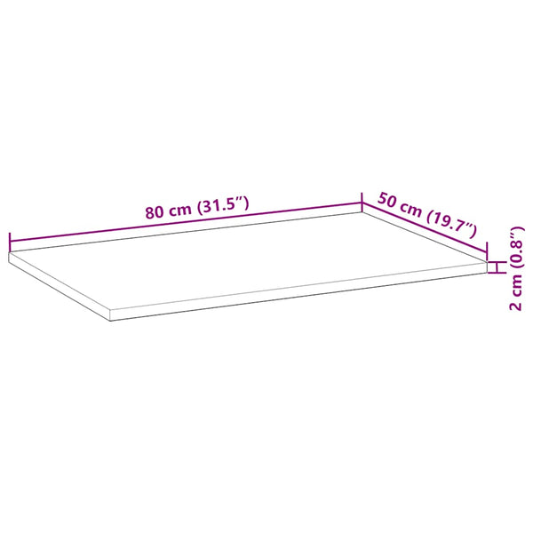 Pöytälevy 80x50x2 cm käsittelemätön täysi akasia