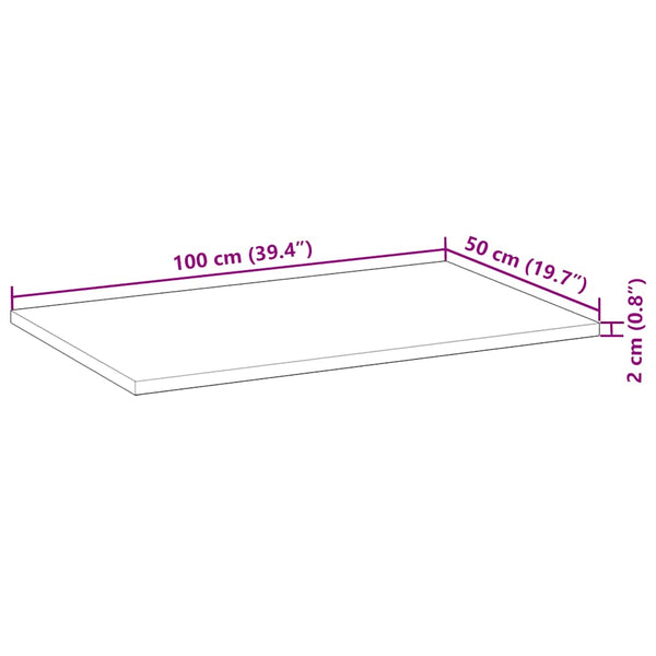 Pöytälevy 100x50x2 cm öljytty täysi akasiapuu
