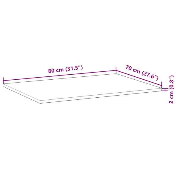 Pöytälevy öljytty 80x70x2 cm massiivipuuta akaasia
