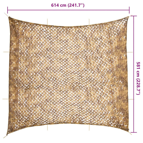 Naamiointiverkko säilytyspussilla 614x581 cm hiekka