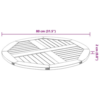 Pöytälevy Ø80x2,2 cm Pyöreä massiivipuu akaasia