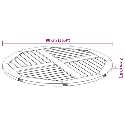 Pöytälevy Ø90x2,2 cm Pyöreä massiivipuu akaasia