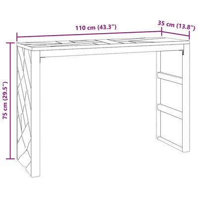 konsolipöytä 110x35x75 cm massiivipuuta tiikiä