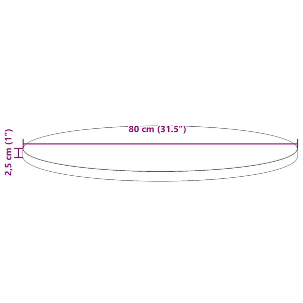 Pöytälevy pyöreä vahanruskea Ø80x2,5 cm täysi mänty