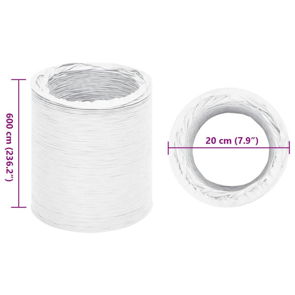 6 m pitkä PVC ilmanpoistokanava Ø20 cm