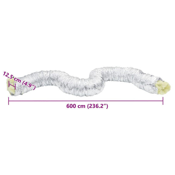 Eristetty ilmanvaihtokanava alumiini 6 m Ø12,5 cm
