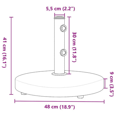 Aurinkovarjon jalusta Sabin Ø32/38/48 mm (tangolle 25 kg pyöreä)