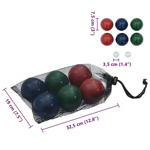 8-osainen Bocce pallosarja kantalaukulla täysi mänty