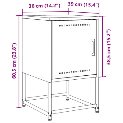 Antrasiitti yöpöydät Sonica 36x39x60,5cm (2 kpl, teräs)