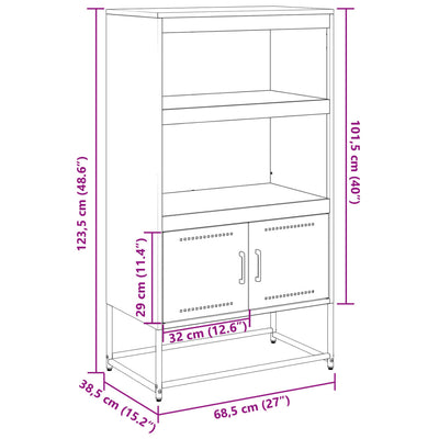 Kaappi sinapinkeltainen 68,5x38,5x123,5 cm teräs