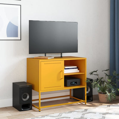 TV-taso sinapinkeltainen 68x39x60,5 cm teräs