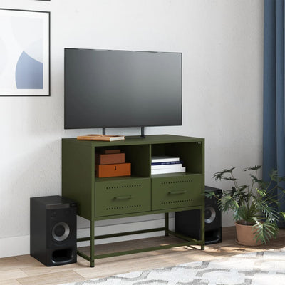 TV-taso oliivinvihreä 68x39x60,5 cm teräs