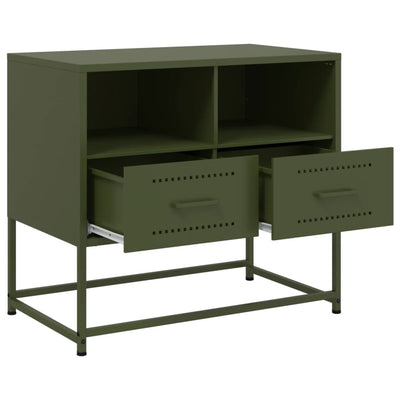 TV-taso oliivinvihreä 68x39x60,5 cm teräs