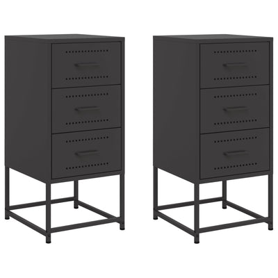 Yöpöydät 2 kpl musta 36x39x78 cm teräs