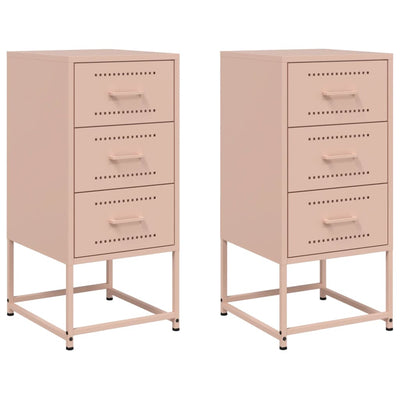 Yöpöydät 2 kpl pinkki 36x39x78 cm teräs