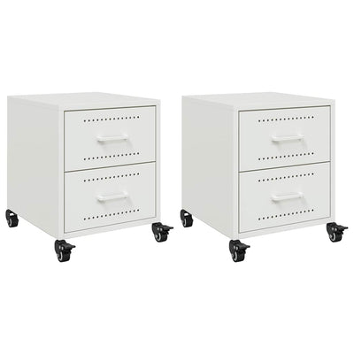 Valkoinen yöpöydät Farauanu 36x39x43,5cm (2 kpl, teräs)