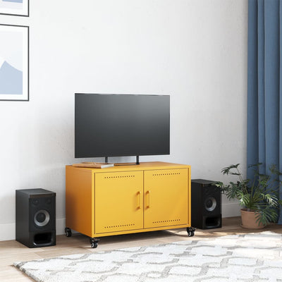 TV-taso sinapinkeltainen 68x39x43,5 cm kylmävalssattu teräs
