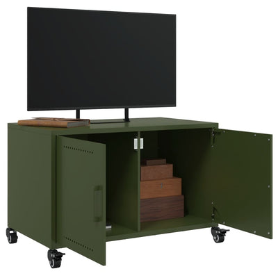 TV-taso oliivinvihreä 68x39x43,5 cm kylmävalssattu teräs