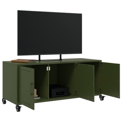 TV-taso oliivinvihreä 100,5x39x43,5 cm kylmävalssattu teräs