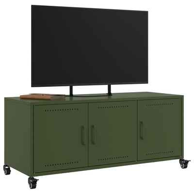 TV-taso oliivinvihreä 100,5x39x43,5 cm kylmävalssattu teräs