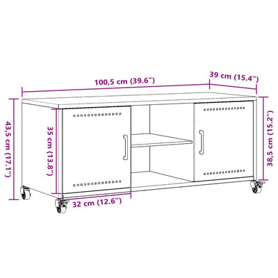 Sinapinkeltainen tv-taso Comisescu 100,5x39x43,5cm (teräs)