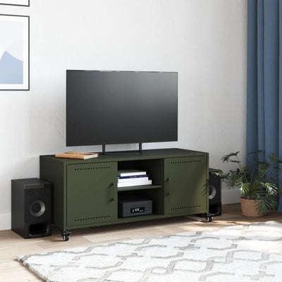 TV-taso oliivinvihreä 100,5x39x43,5 cm kylmävalssattu teräs