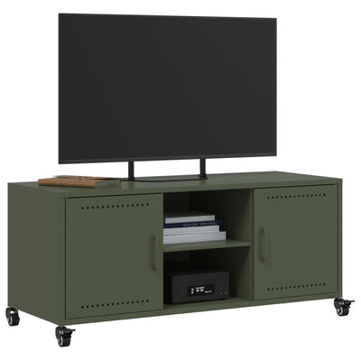 TV-taso oliivinvihreä 100,5x39x43,5 cm kylmävalssattu teräs