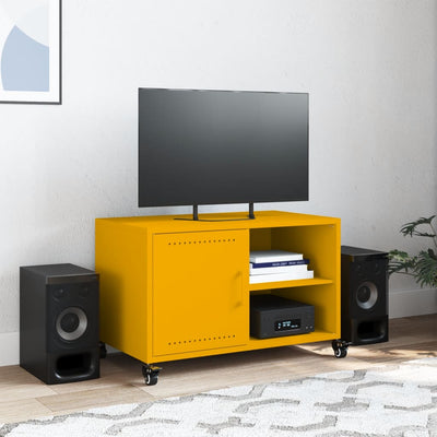 TV-taso sinapinkeltainen 68x39x43,5 cm kylmävalssattu teräs