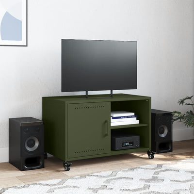 TV-taso oliivinvihreä 68x39x43,5 cm kylmävalssattu teräs