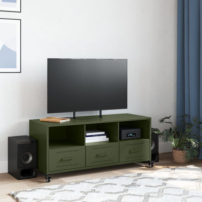 TV-taso oliivinvihreä 100,5x39x43,5 cm kylmävalssattu teräs
