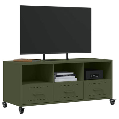 TV-taso oliivinvihreä 100,5x39x43,5 cm kylmävalssattu teräs