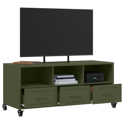 TV-taso oliivinvihreä 100,5x39x43,5 cm kylmävalssattu teräs