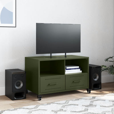 TV-taso oliivinvihreä 68x39x43,5 cm kylmävalssattu teräs