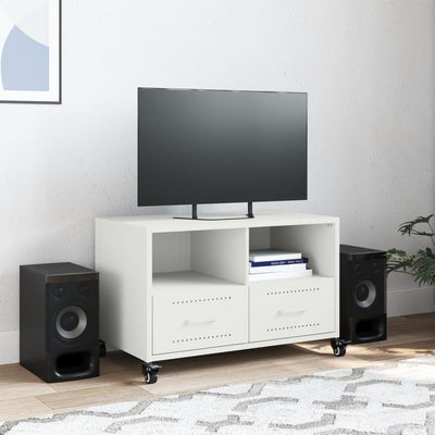 TV-taso valkoinen 68x39x43,5 cm kylmävalssattu teräs