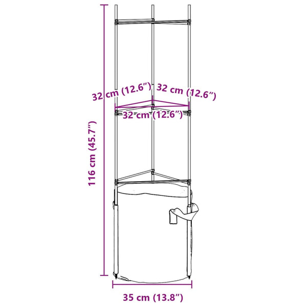 Tomaattihäkki kasvipussilla Dunarica 116cm (2 kpl teräs ja pp)