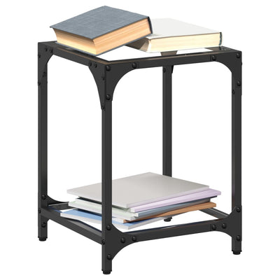 Läpinäkyvä sohvapöytä Meaghan 30x30x40cm (lasinen pöytälevy teräs)