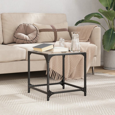 Läpinäkyvä sohvapöytä Gaftan 40x40x40cm (lasinen pöytälevy teräs)