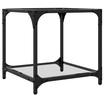 Läpinäkyvä sohvapöytä Meaghan 40x40x40cm (lasinen pöytälevy, teräs)