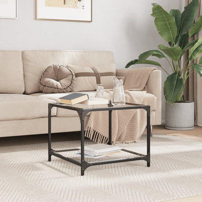 Läpinäkyvä sohvapöytä Meaghan 50x50x40cm (lasinen pöytälevy teräs)