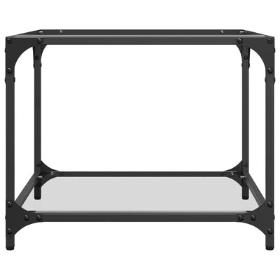 Läpinäkyvä sohvapöytä Meaghan 50x50x40cm (lasinen pöytälevy teräs)