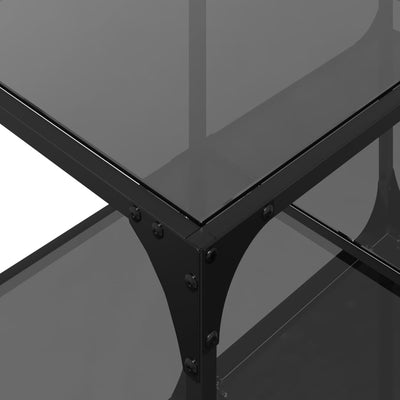 Musta sohvapöytä Carosela 78,5x40x40cm (lasinen pöytälevy teräs)