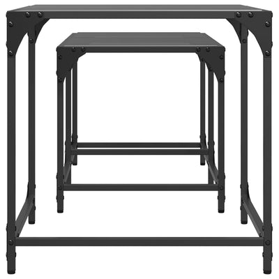 Musta sarjasohvapöydät Olodar lasinen pöytälevy teräs (2 kpl)